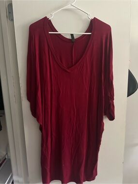 Lock & Love Burgundy Oversized V-Neck Tunic 5XL